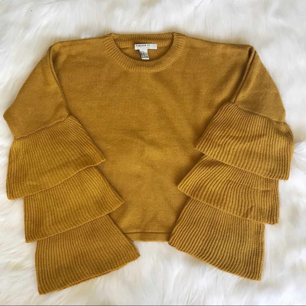 Forever 21 Mustard Bell Sleeve Sweater